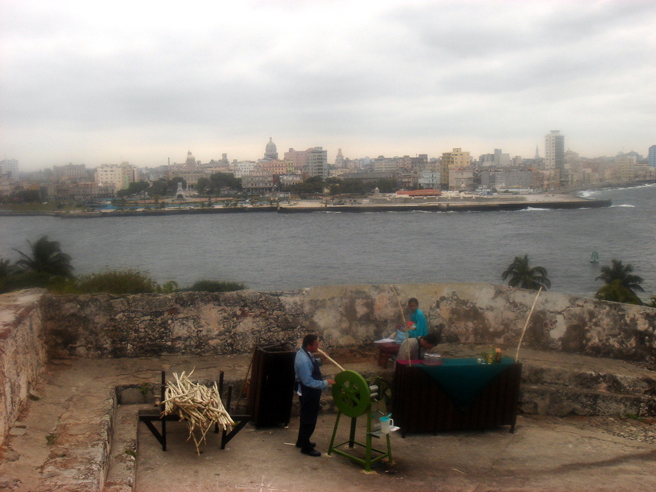sugar cane juice-making at the old Fort, with Habana in the distance