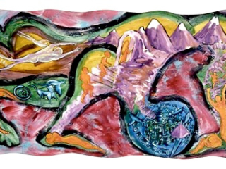 The Dreamer, mixed media, 24x48 inches