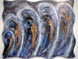 Opal Sea, mixed media, 4'x5'