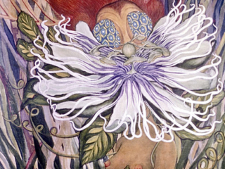 Beeman Pollination Blues, mixed media, 40x35 inches